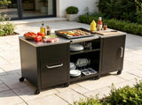 59 Inch Multi-Use Outdoor BBQ Grill Prep Table with Removable Storage Shelves, 8 Rolling Lockable 58272012