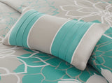 Printed Cotton Sateen Comforter Set Aqua Cal King B03596887