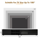 ON-TREND Modern TV Stand with Fluted Glass Door for TVs Up to 100", Media Console with Sliding Door N721P198932B