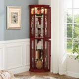 Corner Curio Cabinet Lighted Corner Display, Display Shelf Shelving Bar cabinet with Tempered W2275P177189