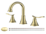 2-Handle 8 inch Widespread Bathroom Sink Faucet Brushed Gold Lavatory Faucet 3 Hole 360&deg Swivel 46793622