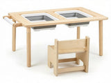 6-in-1 Kids Adjustable Height Sensory Activity with Chair, Natural Pine Wood Water Sand Play 61411915