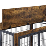 ZNTS Furniture Dog Cage Crate with Double Doors, Rustic Brown, 38.58'' W x 25.2'' D x 27.17'' H W116291738