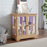 LED Curio Display Cabinet,Antique Display Cabinet with Adjustable Shelves,Retro Design Quality W2275P231692