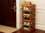 6-Tier Stacked Shoe Rack Unit, Bamboo Square Shoes Organizer, Freestanding Storage Shelf 36606086