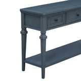 Classic Retro Style Console Table with Three Top Drawers and Open Style Bottom Shelf, Easy Assembly 41543820