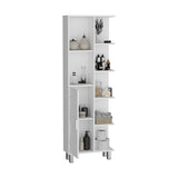 Crovie Linen 63-inch High Bathroom Cabinet Linen Storage Cabinet with Seven Open Shelves B200P173184