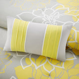 Printed Cotton Sateen Comforter Set Taupe Grey/Yellow Queen B03596811