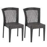 Outdoor Dining Chairs Set of 2, Stackable Chairs with UV-Resistant PE Rattan and Steel Frame, for N779P227340B