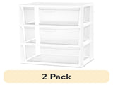 (2 pack) Wide 3 Drawer Tower, Plastic Storage Organizer with Removable Clear Bins, Easy to Assemble 25076497