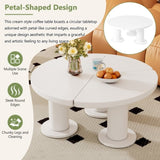 ON-TREND 39.4'' Easy Assembly Round Petal-Shaped Coffee Table, Cream Style Center Table with 3 N721P190396K