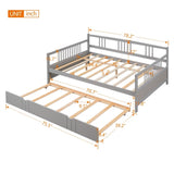Full Size Daybed Wood Bed with Twin Size Trundle,Gray WF295131AAE