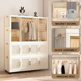 Portable Wardrobe Closet Storage Organizer for Clothes,Clothes Dresser,12 Magnetic Doors-12 Cubes & 35237232