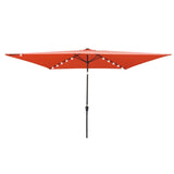 10 x 6.5t Rectangular Patio Solar LED Lighted Outdoor Umbrellas with Crank and Push Button Tilt for W65642334