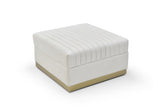 Contemporary Vertical Channel Tufted Velvet Big Size Ottoman Modern Upholstered Foot Rest for Living W1117P147305