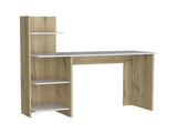 Writing Desk, Four Shelves, White / Pine B097133191