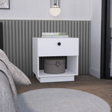 Paris 1 Drawer Nightstand , End Table, Side Table Open Lower Shelf -White B07092136