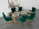 PrimeNest Noblesse Collection Upholstered Gold Legged Dining Chair, Set of 2, Green B030P286150