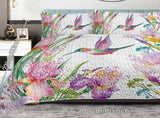 Colorful Bird Flower Design Quilt Set 3 Pieces King Size Soft Warm Bedding Set Include 1 Quilt And 2 15988841