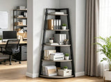 5-Tier Farmhouse Corner Bookshelf, 70" Tall Corner Shelves Plant Stand for Living Room 48121382