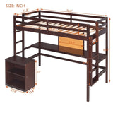 ZNTS Twin size Loft Bed with Desk and Writing Board, Wooden Loft Bed with Desk & 2 Drawers Cabinet 41615218