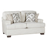 Modern Elegance Comfort Loveseat Cream Chenille Fabric Upholstery Decorative Pillows Solid Wood B011P256683