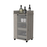 Baltimore Bar Cart with Casters, Glass Door and 2-Side Shelf B200P188866