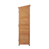 Outdoor Wooden Storage Shed with Metal Top Tall Vertical Tool Cabinet for Backyard Garden Patio Lawn W2640P291256