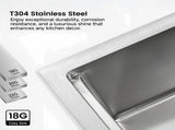 Pull-out Faucet Single Bowl Sink Kitchen Vegetable Sink 304 33"x22" Whale Waterfall Sink Stainless 10346194