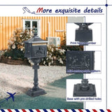 ZNTS Mailbox Cast Aluminum Black Mail Box Postal Box Security Heavy Duty New W2505P151718