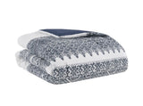3 Piece Cotton Comforter Set with Chenille Tufting Navy Full/Queen B035128802