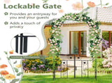 2-in-1 Garden Arbor with Gate - Latchable Double DoorsSide Trellis, Galvanized Metal, Black 93168274