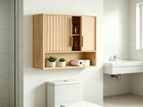 2-Door 3-Tier Slatted Bathroom Wall Cabinet 24.49"*22.83"*8.07 Oak 35998404