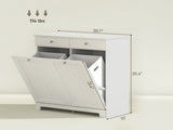 White Laundry Hamper Cabinet 2 Tilt-Out Baskets, 2 Drawers, Sturdy Home Storage Unit 46042713