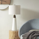 ZNTS Triangular Ceramic and Wood Table Lamp B03596586