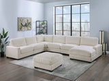 Living Room Furniture Ottoman Beige Wide-Welt Corduroy 1pc Soft Cushion Cocktail Ottoman Wood Legs B011P182989
