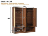 Farmhouse Widen Hall Tree with 4 Rattan Doors, Versatile 4-In-1 Seating Bench with N721P297555D