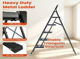 5 Step Folding Step Ladder, 330 lbs Heavy-Duty Metal Step Stool with Reinforced X-Structure, 01485233
