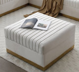 Contemporary Vertical Channel Tufted Velvet Big Size Ottoman Modern Upholstered Foot Rest for Living W1117P147305