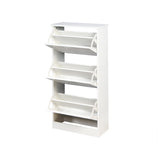 Wooden Shoe Cabinet for Entryway, White Shoe Storage Cabinet with 3 Flip Doors 20.94x9.45x43.11 inch 55963854