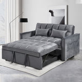 Modern Velvet Loveseat Futon Sofa Couch Pullout Bed, Small Love Seat Lounge Sofa w/Reclining T3411P309627