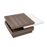 ZNTS U-Can Rotatable Top Coffee Table, Modern Square Coffee Table with Wood Grain N724P195145K