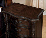 ZNTS Formal Traditional 1pc Nightstand Only Brown Cherry Solid wood 3-Drawers Intricate Accents Glides B011139600