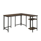 L-Shaped Desk with Rustic Style, Brown finish B356P367890