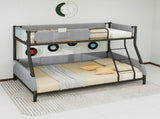 Sturdy Twin Over Full Metal Bunk Bed with Detachable Linen Storage Bags - Space-Saving Design for W1935P534743