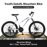 ZNTS S24103 24 inch Mountain Bike for Teenagers Girls Women, Shimano 21 Speeds with Dual Disc Brakes and W1856107362