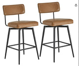 360 &deg Rotating Bar Chair Bar Stool bar stools set of 2 piece set with leather cushions and iron W1727P251187