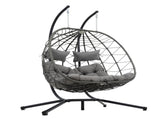 2 Persons Egg Chair with Stand Indoor Outdoor Swing Chair Patio Wicker Hanging Egg Chair Hanging 25521963