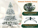 9 FT Snow Flocked Artificial Christmas Tree with 1498 Branch Tips, Hinged PVC Xmas Tree Foldable 32969360