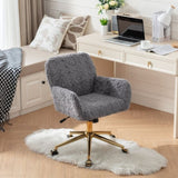 ZNTS A&A Furniture Office Chair,Artificial rabbit hair Home Office Chair with Golden Metal W1143P154103